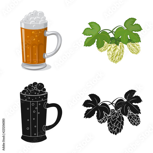 Vector design of pub and bar symbol. Set of pub and interior vector icon for stock.