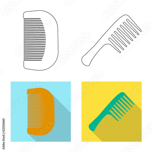 Isolated object of brush and hair icon. Collection of brush and hairbrush stock vector illustration.