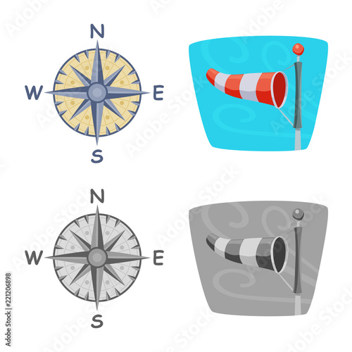 Vector illustration of weather and climate symbol. Set of weather and cloud vector icon for stock.