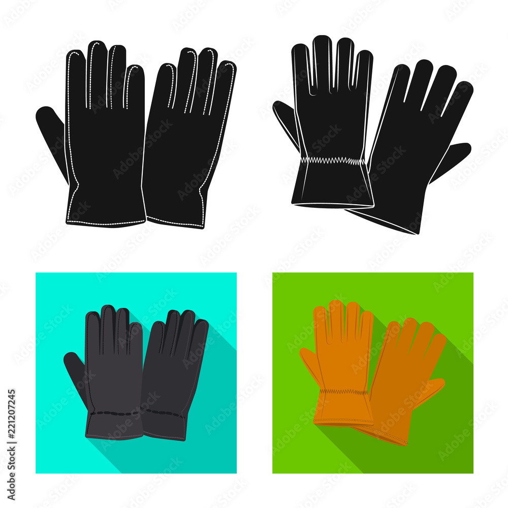 Vector illustration of glove and winter sign. Set of glove and equipment stock vector illustration. Vector illustration of glove and winter sign. Set of glove and equipment stock vector illustration.