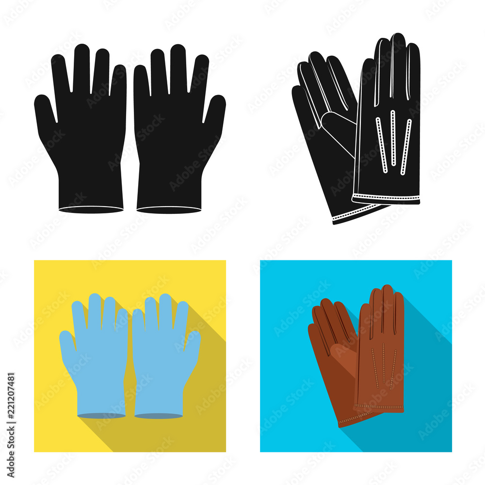 Vector design of glove and winter logo. Set of glove and equipment stock vector illustration. Vector design of glove and winter logo. Set of glove and equipment stock vector illustration.