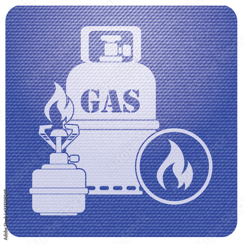 Camping stove with gas bottle icon