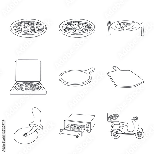 Isolated object of pizza and food logo. Collection of pizza and italy vector icon for stock.