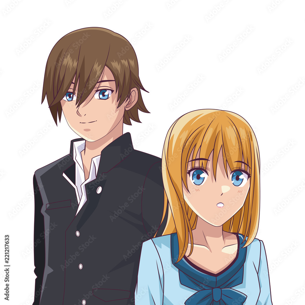 Anime couple manga cartoon Stock Vector | Adobe Stock