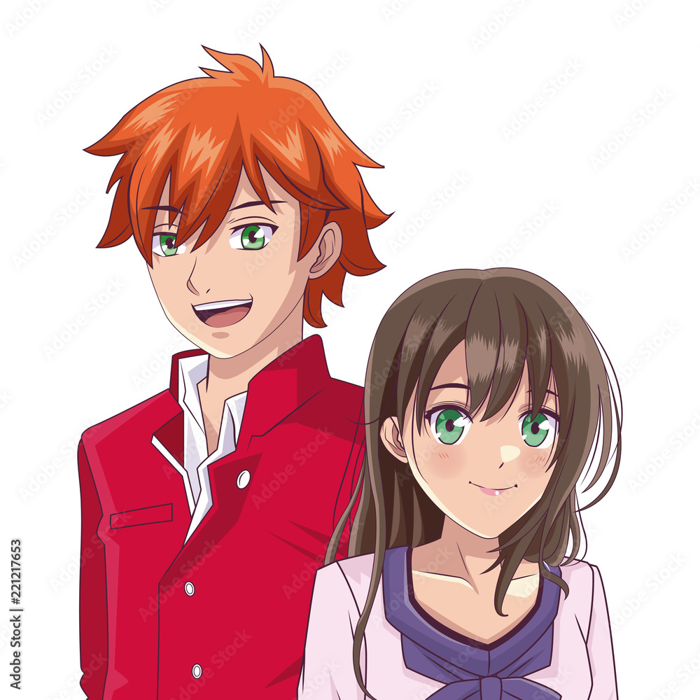 Anime couple manga cartoon Stock Vector
