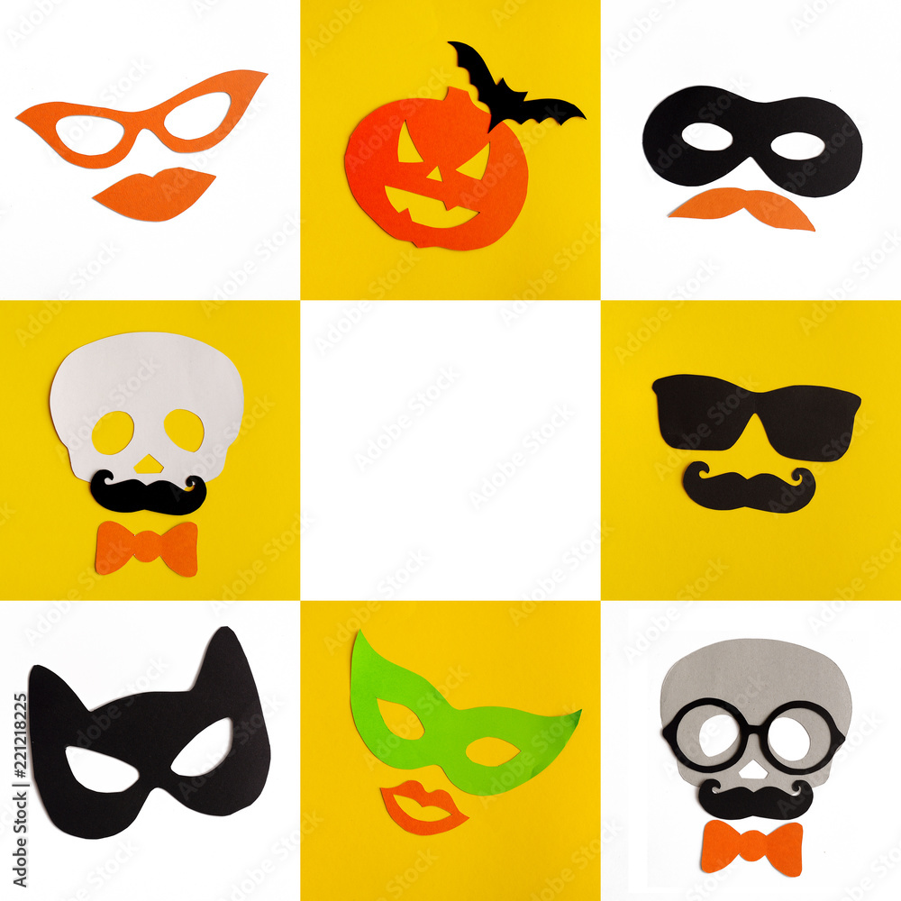Obraz Halloween. The masks from paper on a white background