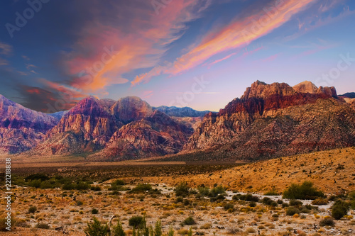 Bands of Colored Mountains in Red Rock Canyon photo