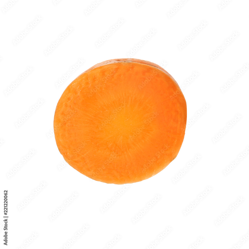 Slice of ripe carrot on white background Slice of ripe carrot on white background