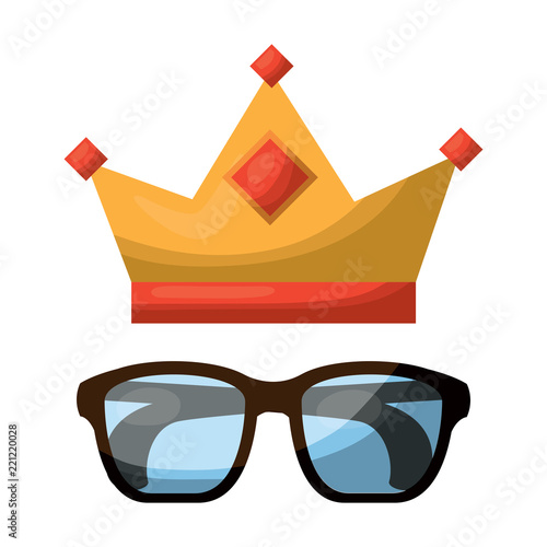 crown and glasses retro trend elements