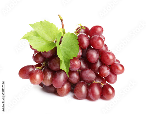 Bunch of red fresh ripe juicy grapes isolated on white