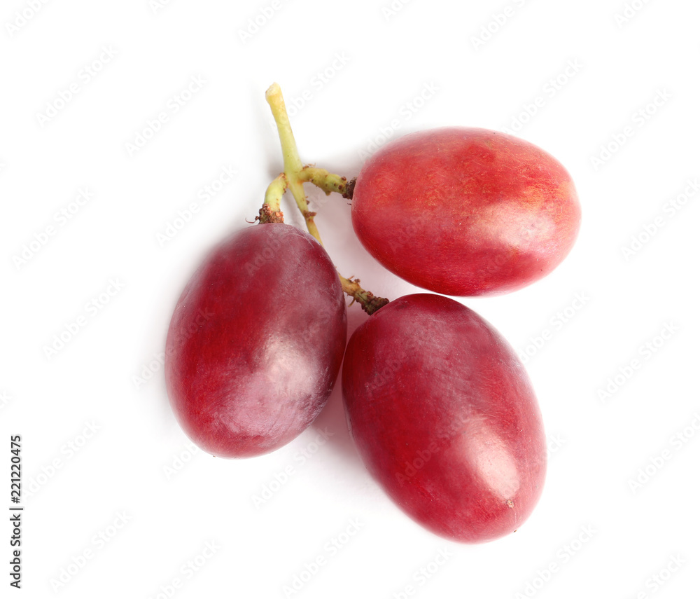 Fresh ripe juicy red grapes isolated on white Fresh ripe juicy red grapes isolated on white