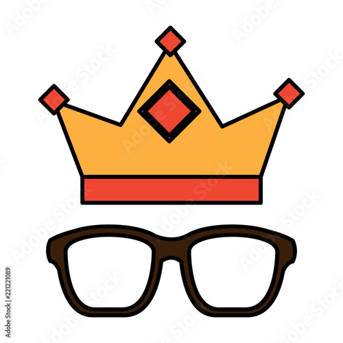 crown and glasses retro trend elements
