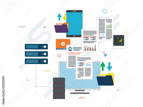 Transfer data between computer and laptop. Backup data and computer network.