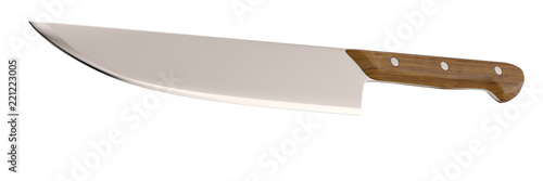 Big kitchen knife isolated on white background 3D illustration.
