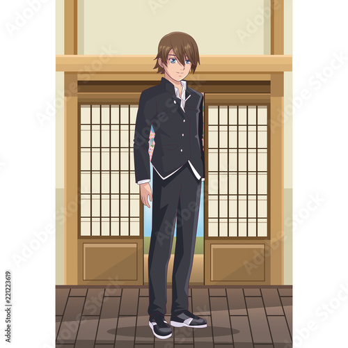 Young male students anime