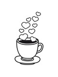liebe herzen i love glas tasse tee kanne kaffee trinken durst kochen getränk schwarztee café lecker comic cartoon clipart