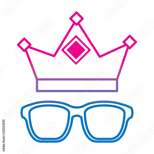 crown and glasses retro trend elements
