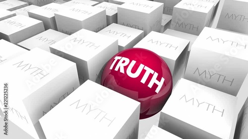 Truth Vs Myths Facts or Fiction True False Sphere in Cubes 3d Animation photo