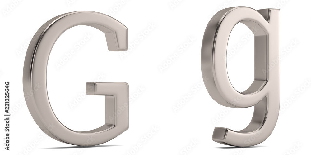 Steel metal g alphabet isolated on white background 3D illustration. Steel metal g alphabet isolated on white background 3D illustration.