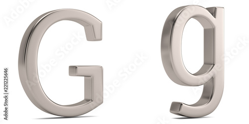 Steel metal g alphabet isolated on white background 3D illustration.