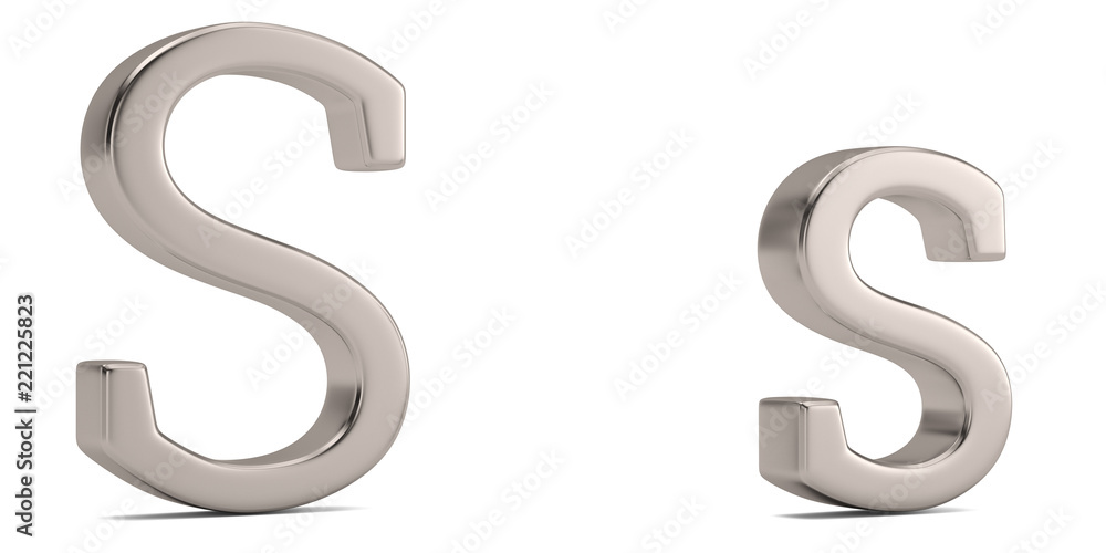 Steel metal s alphabet isolated on white background 3D illustration. Steel metal s alphabet isolated on white background 3D illustration.