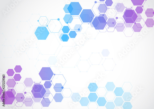 Molecular structure abstract tech background. Medical design. Vector illustration