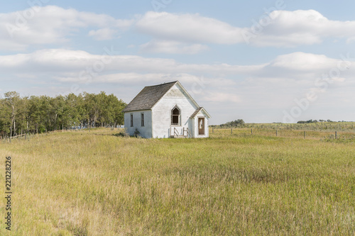 small countryside church on the open prairie