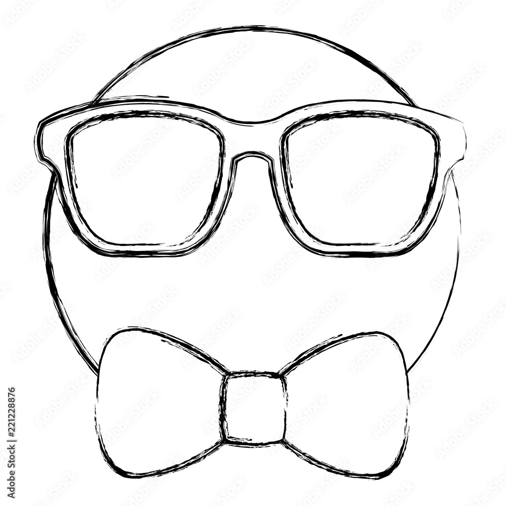 emoticon glasses and bow tie retro style