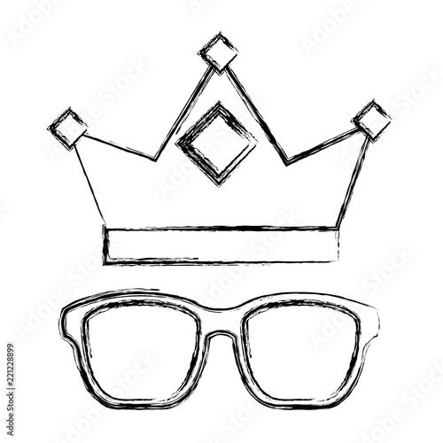 crown and glasses retro trend elements