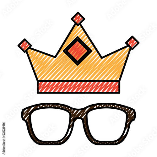 crown and glasses retro trend elements