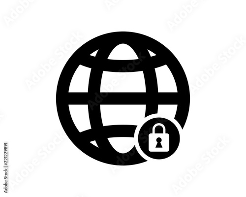black computer earth lock secure protect image vector icon logo symbol