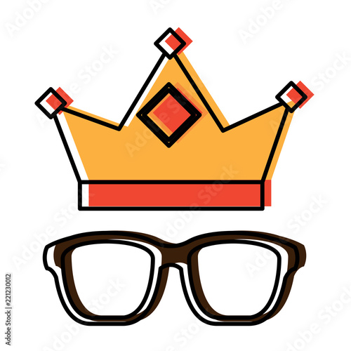 crown and glasses retro trend elements