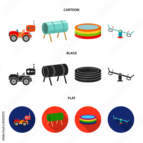 Machine for radio control, tunnel, trampoline, swing. Playground set collection icons in cartoon,black,flat style vector symbol stock illustration web.