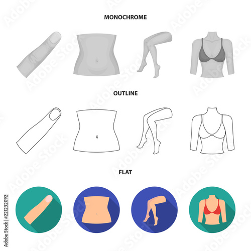 Finger, female feet, female, bust. Part of the body set collection icons in flat,outline,monochrome style vector symbol stock illustration web.