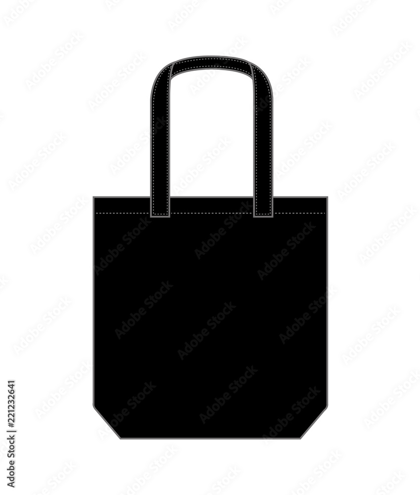 Tote bag / shopping bag / eco bag template illustration (black)