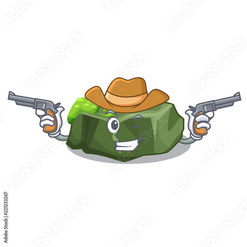 Cowboy cartoon green rock sample of high grade