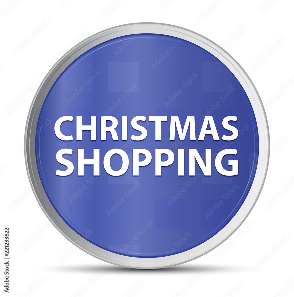 Christmas Shopping blue round button Christmas Shopping blue round button