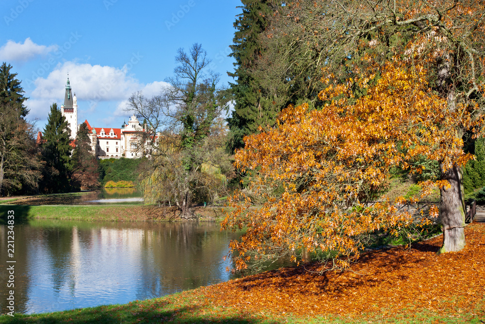 renaissance chateaux and its park, Pruhonice near Prague, Czech republic. UNESCO protected.