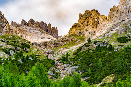 View of the beautiful Mount Averau Group of the Dolomites