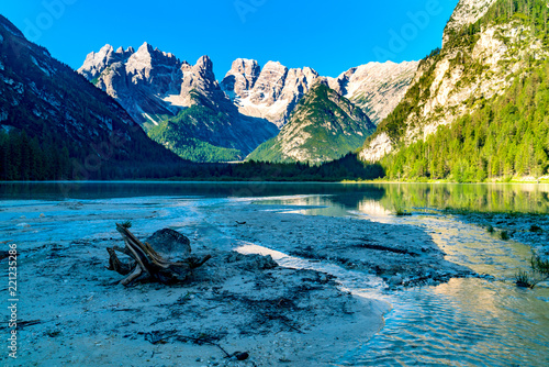 Summer view of the Dolomites at Durrensee Lake photo