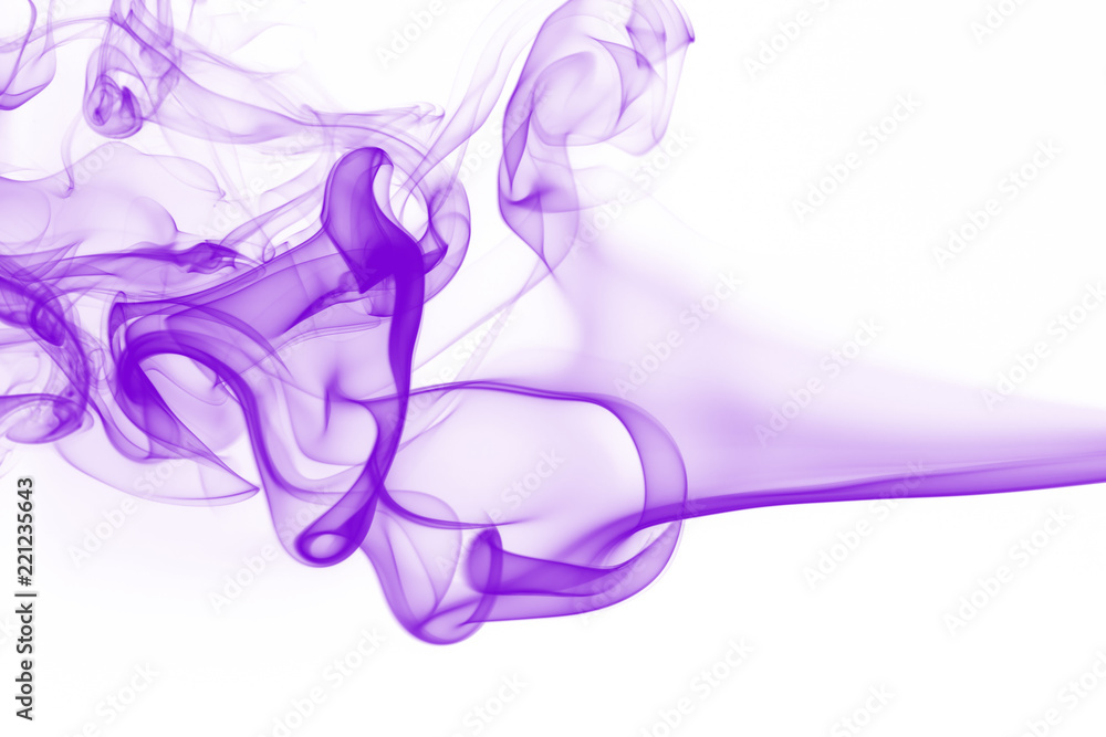 Movement of purple smoke abstract on white background