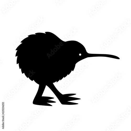 Black kiwi silhouette. Vector
