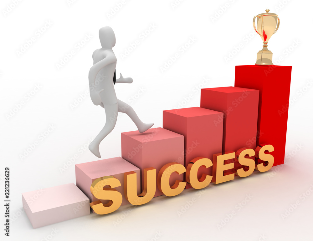 Run to success . 3d illustration on white background Run to success . 3d illustration on white background