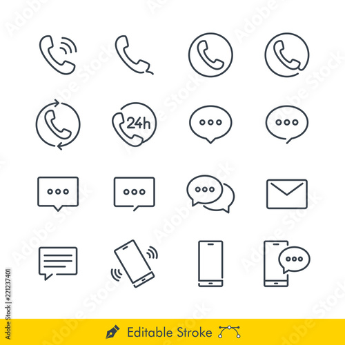 Phone Communication Processing Related Icons   Vectors Set - In Line   Stroke Design   Contains Such and more phone  signal  line  chat  message  ringing  text  24 hour  dial and many more