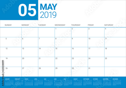 May 2019 desk calendar vector illustration