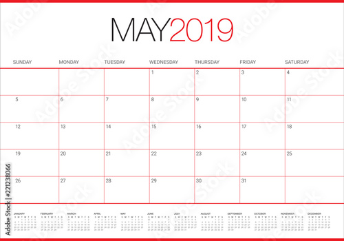 May 2019 desk calendar vector illustration