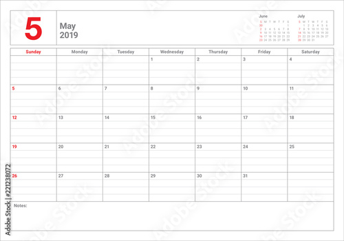 May 2019 desk calendar vector illustration