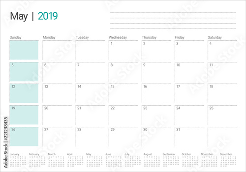 May 2019 desk calendar vector illustration