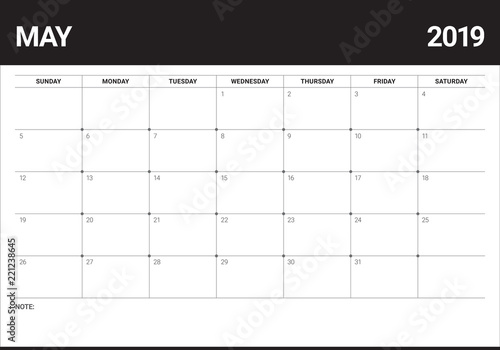 May 2019 desk calendar vector illustration