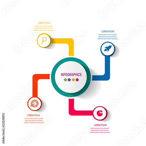 Modern data chart timeline infographic element template with bright color design vector